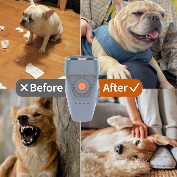Dual Ultrasonic Repeller Pet Stop Barker With Mobile Power Supply Flashing Lighting Horn Function(Black)