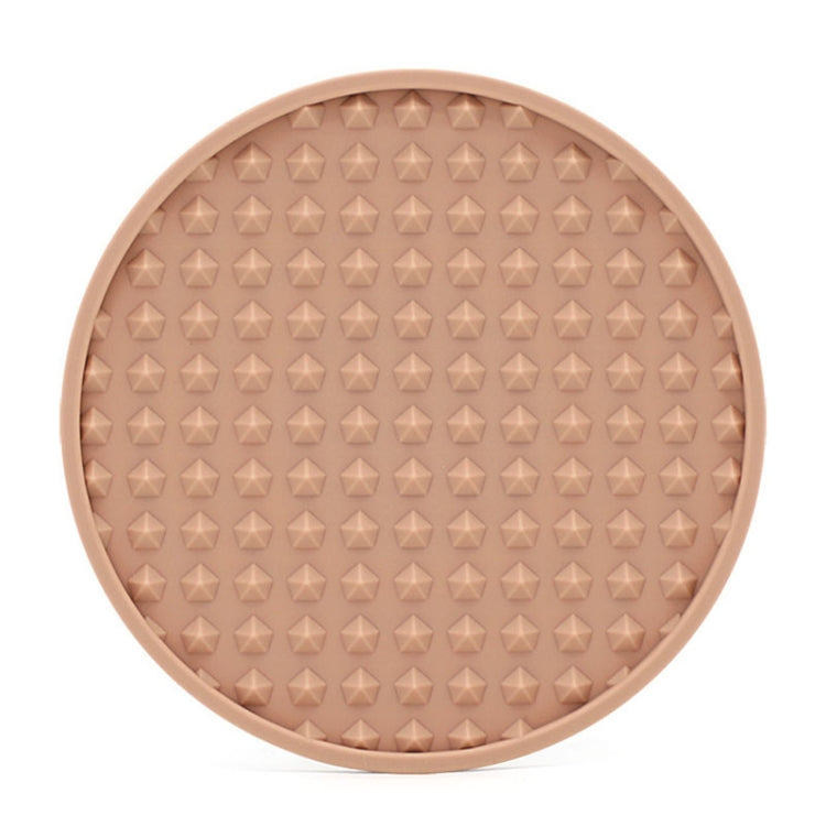 10cm Round Thickened Silicone Coaster Irregular Pyramid Shape Tea Cup Mat(Lotus Root Pink)