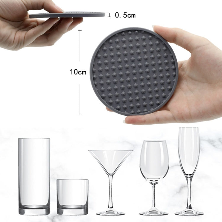 10cm Round Thickened Silicone Coaster Irregular Pyramid Shape Tea Cup Mat(Pea Green)