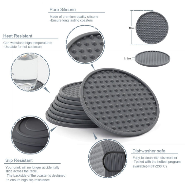 10cm Round Thickened Silicone Coaster Irregular Pyramid Shape Tea Cup Mat(Pea Green)