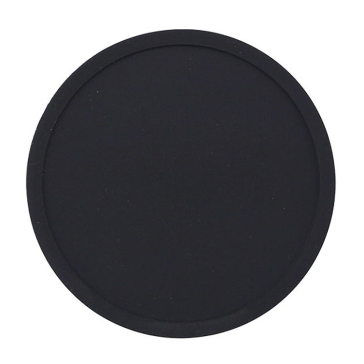 10cm Simple Round Thickened Silicone Coaster Anti-Slip Heat Insulation Anti-Scald Tea Cup Table Mat, Color: Classic Black