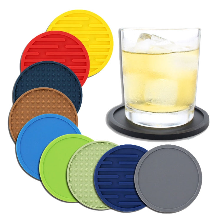 10cm Simple Round Thickened Silicone Coaster Anti-Slip Heat Insulation Anti-Scald Tea Cup Table Mat, Color: Classic Black