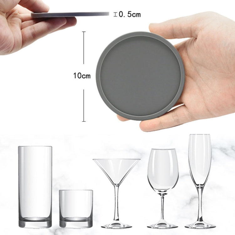 10cm Simple Round Thickened Silicone Coaster Anti-Slip Heat Insulation Anti-Scald Tea Cup Table Mat, Color: Classic Gray
