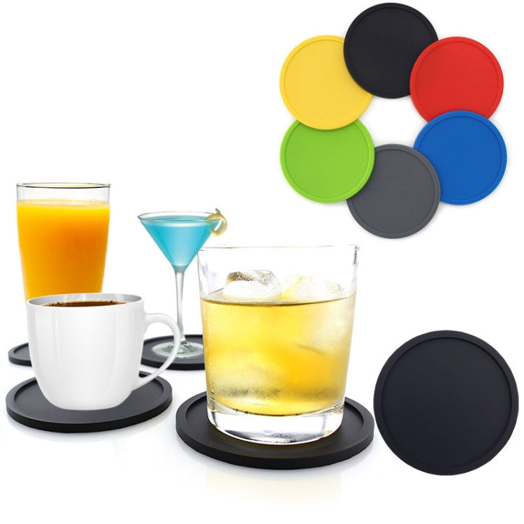 10cm Simple Round Thickened Silicone Coaster Anti-Slip Heat Insulation Anti-Scald Tea Cup Table Mat, Color: Classic Black