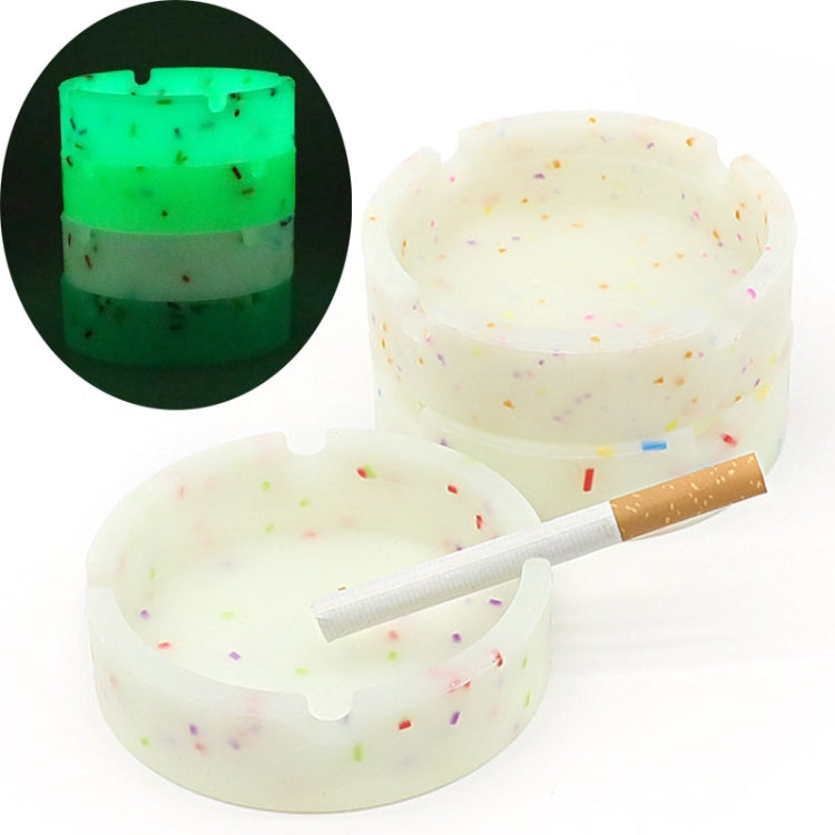 8.3x2.3x0.5cm Round Silicone Luminous Ashtray Fluorescent Car Ashtray(Grey)