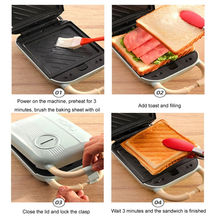2 In 1 YIDPU Multifunctional Family Breakfast Maker Light Diet Sandwich Waffle Baker, CN Plug(Green)