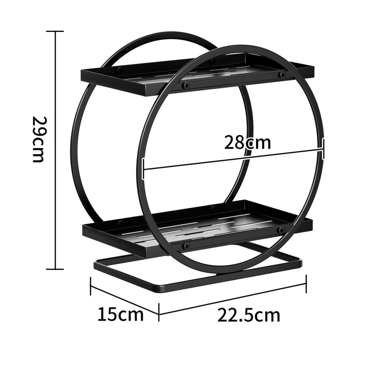 2 Tier Cosmetic Display Tray Makeup Organizer and Storage for Dresser Bathroom(Black with Gold)