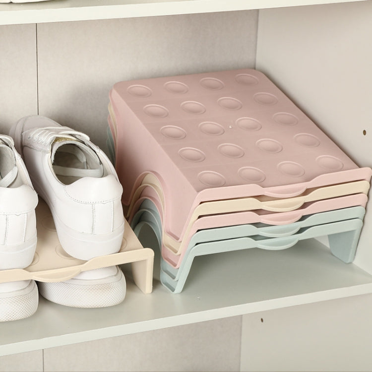 Household Storage Shoes Rack Double Shoes Tray Plastic One Piece Simple Shoes Organizer(Pink)