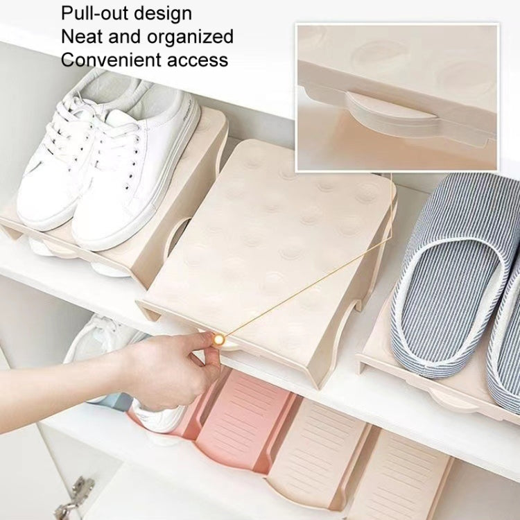 Household Storage Shoes Rack Double Shoes Tray Plastic One Piece Simple Shoes Organizer(Pink)
