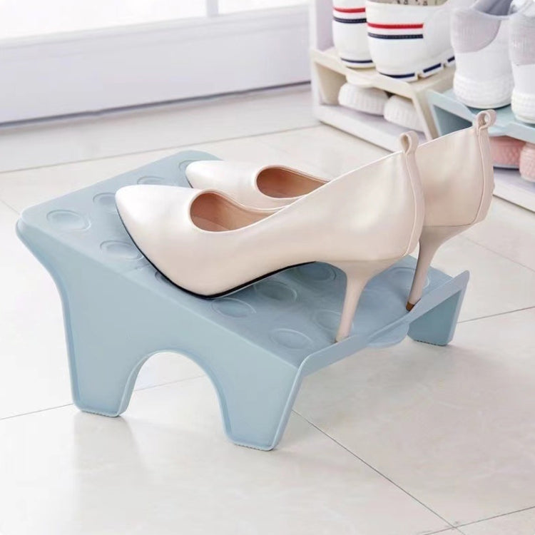 Household Storage Shoes Rack Double Shoes Tray Plastic One Piece Simple Shoes Organizer(Pink)