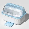 Household Dustproof Kitchen Tableware Storage Box Tableware Drain Rack, Spec: S (Blue)