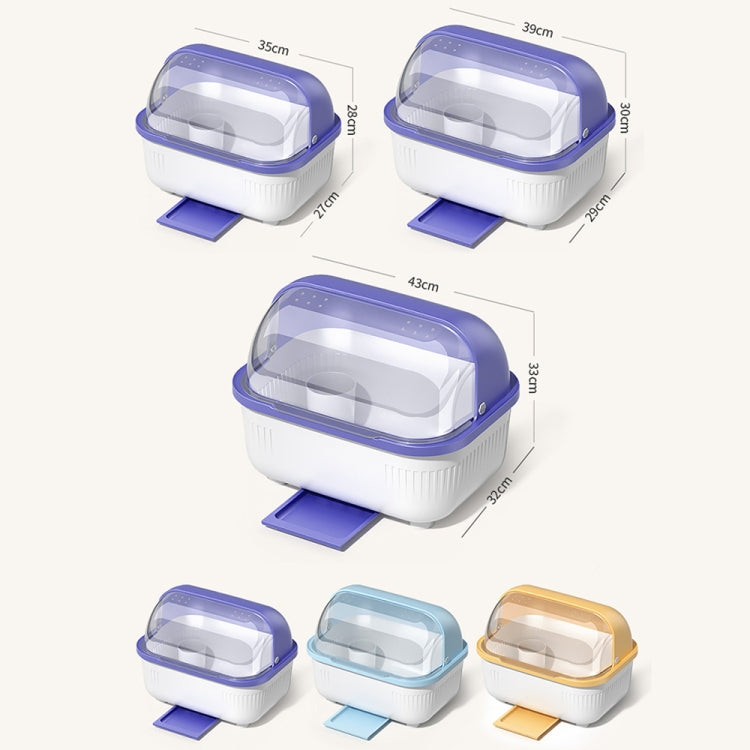 Household Dustproof Kitchen Tableware Storage Box Tableware Drain Rack, Spec: S (Blue)