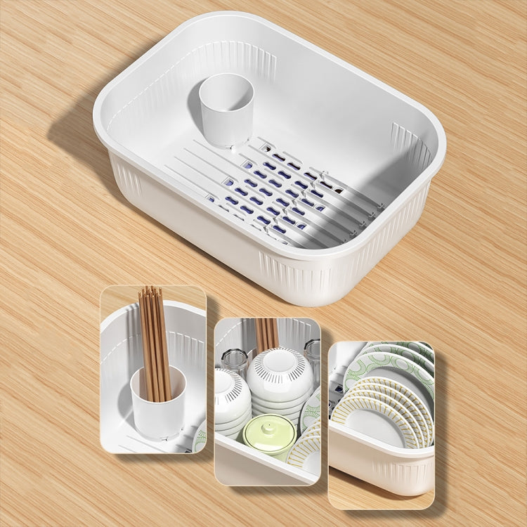 Household Dustproof Kitchen Tableware Storage Box Tableware Drain Rack, Spec: XL (Yellow)