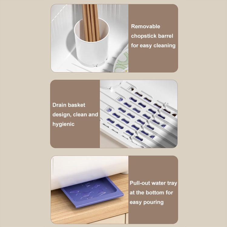 Household Dustproof Kitchen Tableware Storage Box Tableware Drain Rack, Spec: S (Purple)