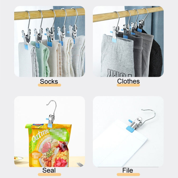 5pcs /Pack Stainless Steel Flat Clip With Hook Anti-Scratch Catch Laundry Drying Holder(Beige)