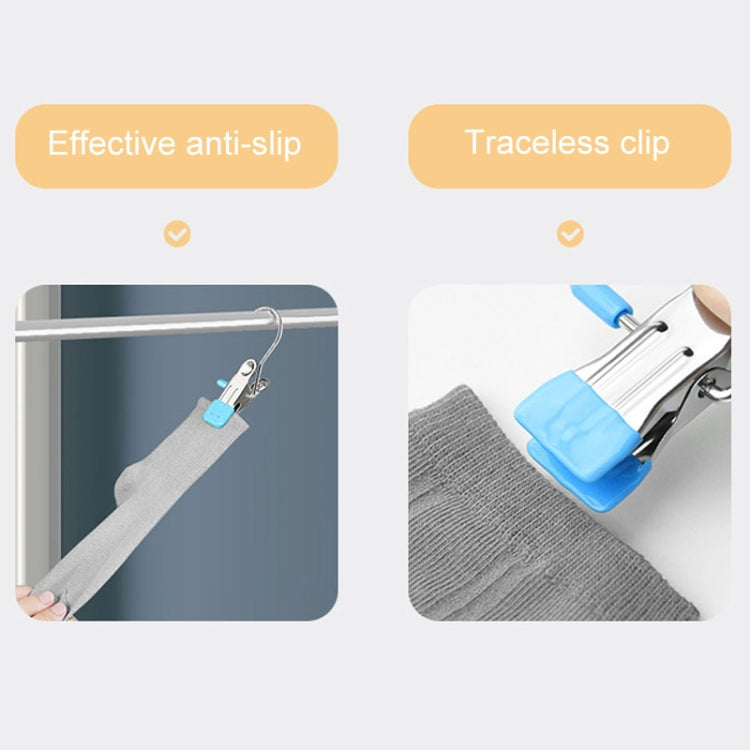 5pcs /Pack Stainless Steel Flat Clip With Hook Anti-Scratch Catch Laundry Drying Holder(Beige)