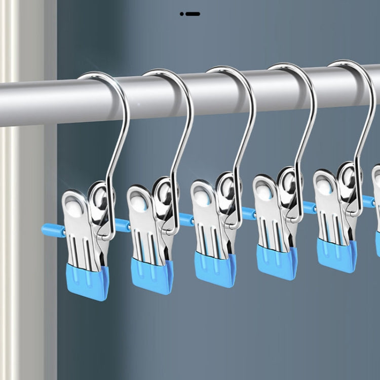 5pcs /Pack Stainless Steel Flat Clip With Hook Anti-Scratch Catch Laundry Drying Holder(Beige)