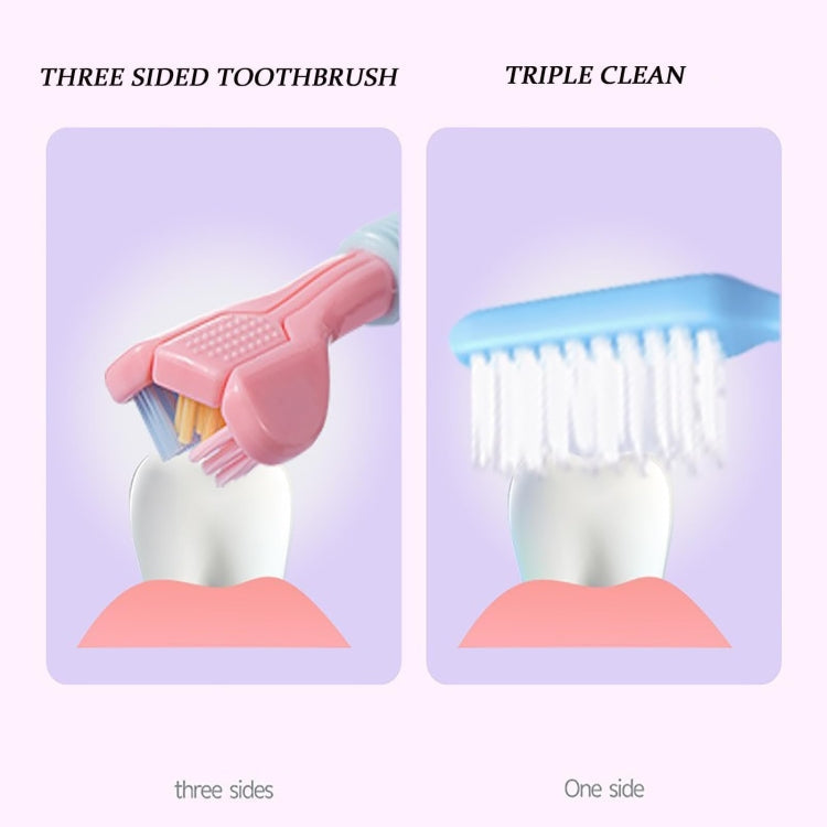 YALINA Three Sided Toothbrush Soft Hair 360 Degree V Shaped Toothbrush Adult Purple Head Color Random
