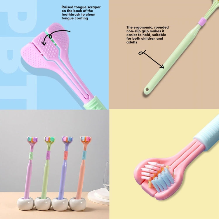 YALINA Three Sided Toothbrush Soft Hair 360 Degree V Shaped Toothbrush Adult Purple Head Color Random