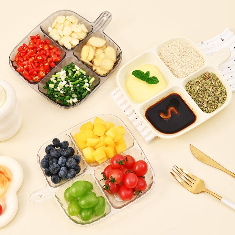 Multipurpose Quad Compartment Side Dish Kitchen Storage Spice Tray(Cream White)