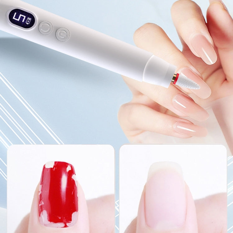 HX-10 LED Digital Display Multifunctional Nail Polisher Polishing and Exfoliating Manicure Tools(White)