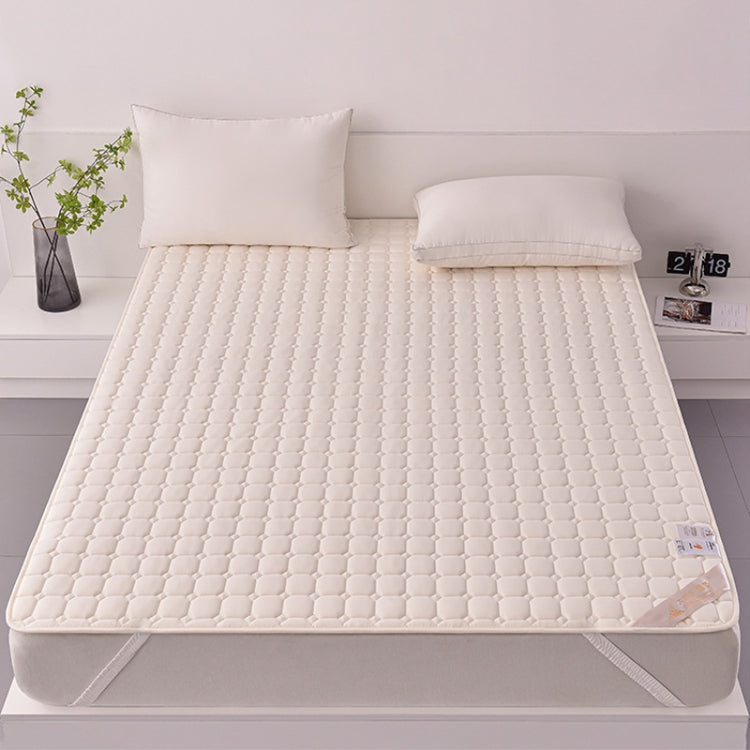Soft And Breathable Soybean Cotton Thickened Non-Slip Mattress Pad, Size: 150x190cm(Square-Beige)