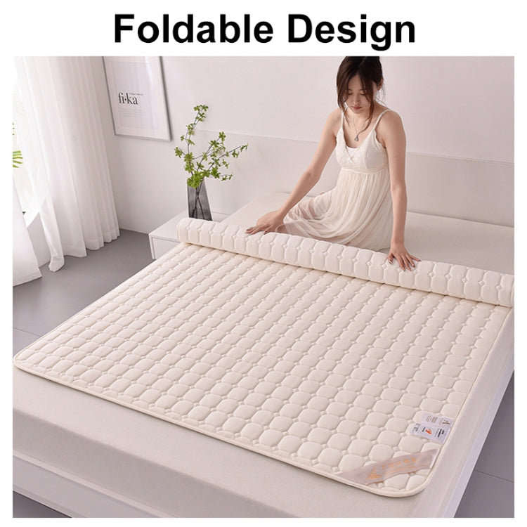 Soft And Breathable Soybean Cotton Thickened Non-Slip Mattress Pad, Size: 135x200cm(Square-Khaki)