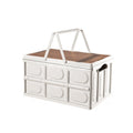Foldable Outdoor Camping Storage Case Car Storage Box Organizer With Wooden Lid Small White