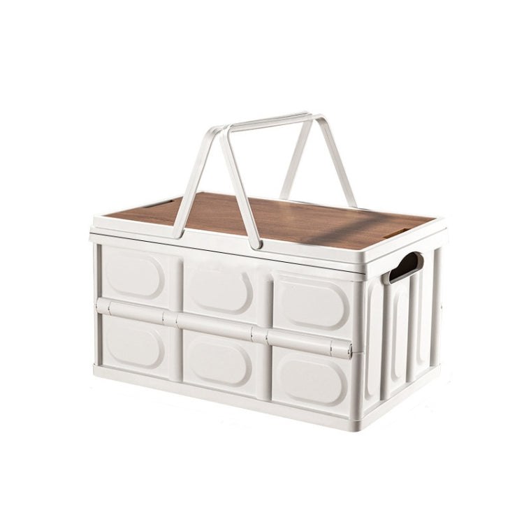 Foldable Outdoor Camping Storage Case Car Storage Box Organizer With Wooden Lid Small White