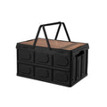 Foldable Outdoor Camping Storage Case Car Storage Box Organizer With Wooden Lid Large Black