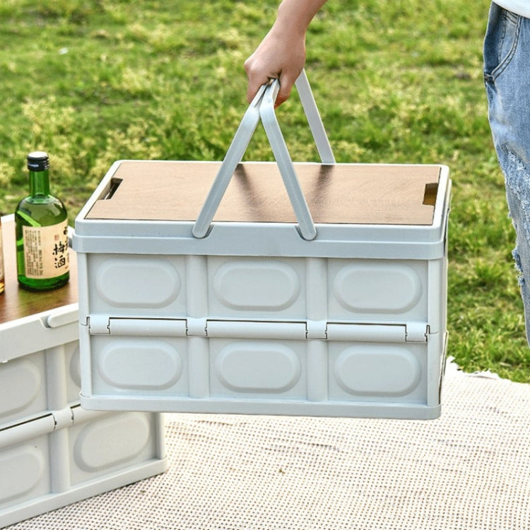 Foldable Outdoor Camping Storage Case Car Storage Box Organizer With Wooden Lid Large White
