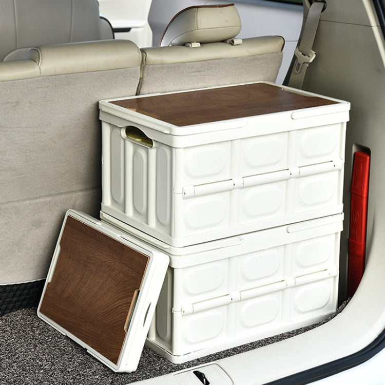 Foldable Outdoor Camping Storage Case Car Storage Box Organizer With Wooden Lid Small White
