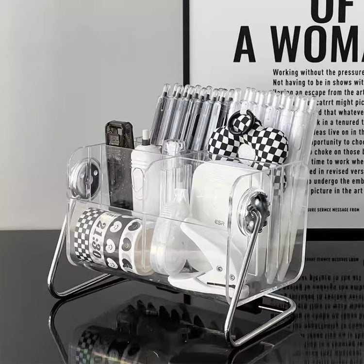 6-grid 360-degree Rotating Acrylic Remote Control Stationery Storage Box(Transparent)
