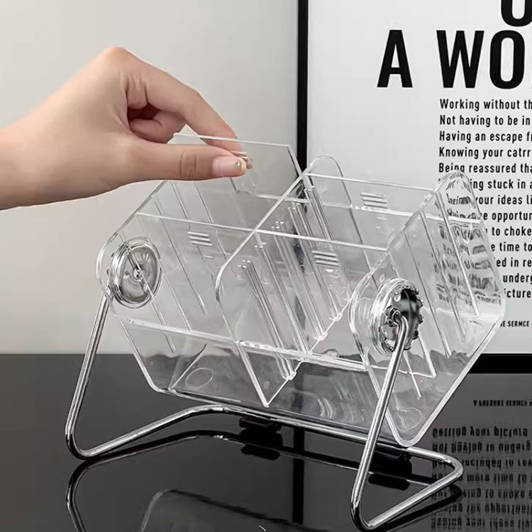 6-grid 360-degree Rotating Acrylic Remote Control Stationery Storage Box(Transparent)