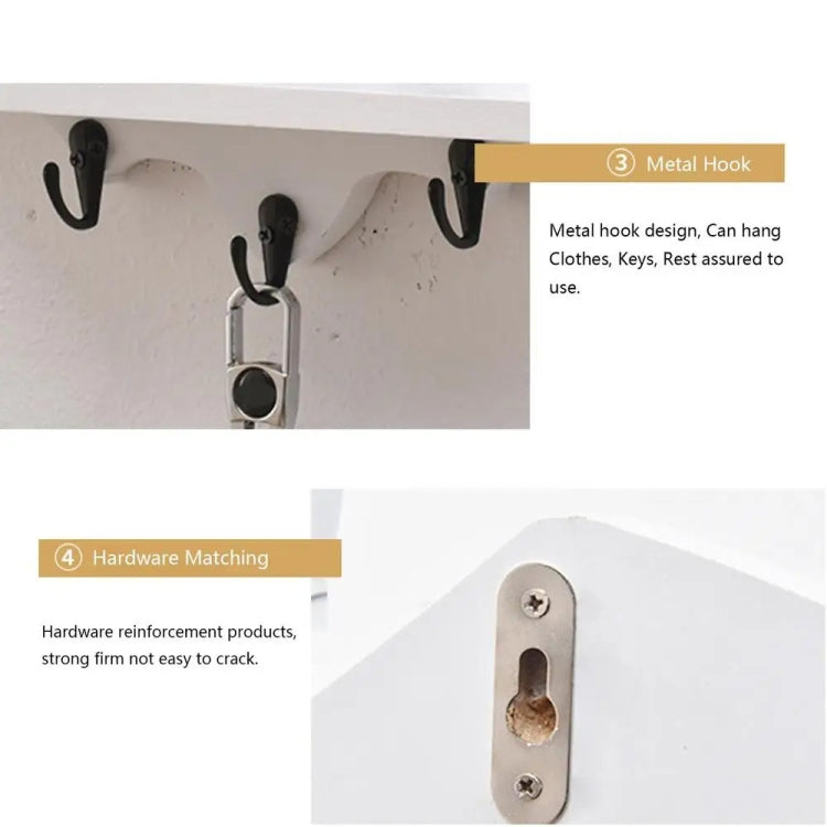 Cartoon Bat Shape Wooden Wall Mount Storage Rack Key Holder 35x17cm(Black)