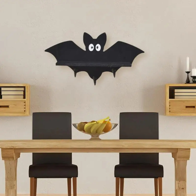 Cartoon Bat Shape Wooden Wall Mount Storage Rack Key Holder 35x17cm(White)