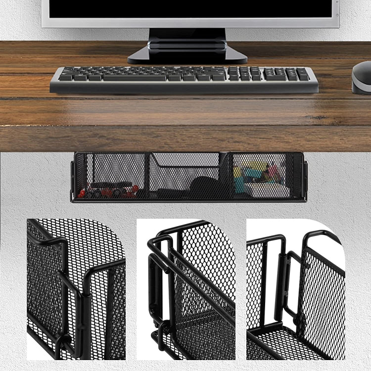 Under Desk Drawer Storage Organizer Desk Hidden Tray for Office Home(Black)