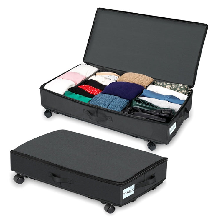 Foldable Under Bed Clothes Shoes Storage Bins with Wheels & Handles 78x38x16cm, Spec: Transparent Cover Gray