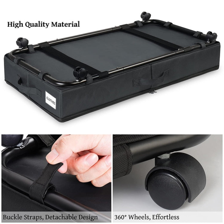 Foldable Under Bed Clothes Shoes Storage Bins with Wheels & Handles 78x38x16cm, Spec: Transparent Cover Gray