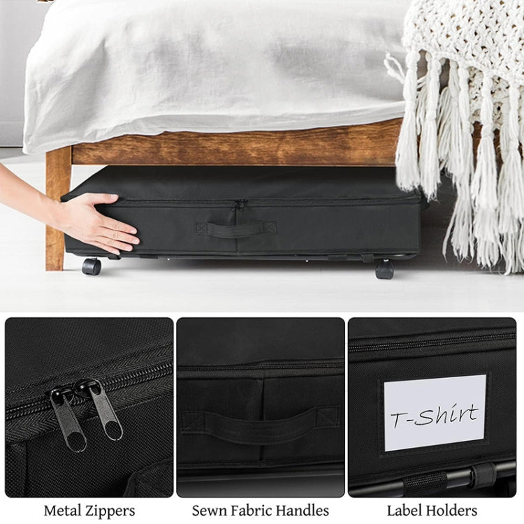 Foldable Under Bed Clothes Shoes Storage Bins with Wheels & Handles 78x38x16cm, Spec: Transparent Cover Gray