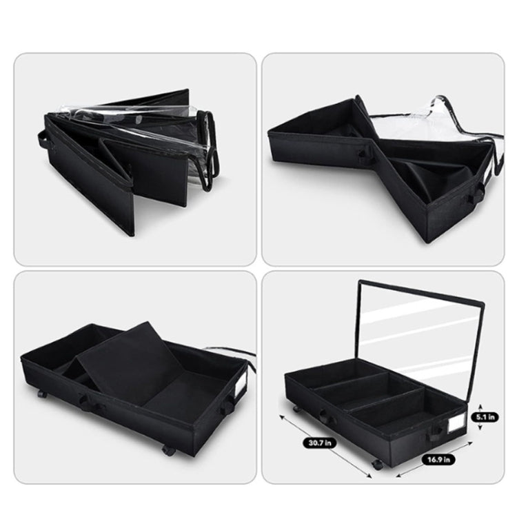 Foldable Under Bed Clothes Shoes Storage Bins with Wheels & Handles 78x38x16cm, Spec: Transparent Cover Gray