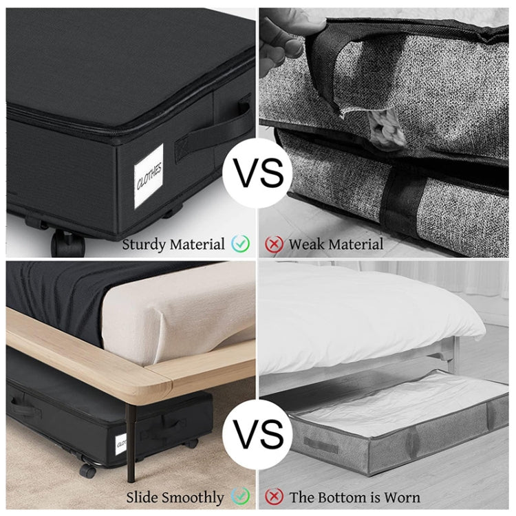 Foldable Under Bed Clothes Shoes Storage Bins with Wheels & Handles 78x38x16cm, Spec: Transparent Cover Gray