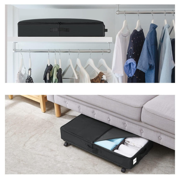 Foldable Under Bed Clothes Shoes Storage Bins with Wheels & Handles 78x38x16cm, Spec: Transparent Cover Gray