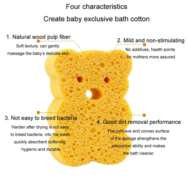 Baby Bathing Wood Pulp Sponge Cute Cartoon Soft Bath Sponge Bath Scrubber, Model: Bear
