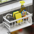 Kitchen Sink Multifunctional Drain Rack Sponge Rag Storage Shelf White