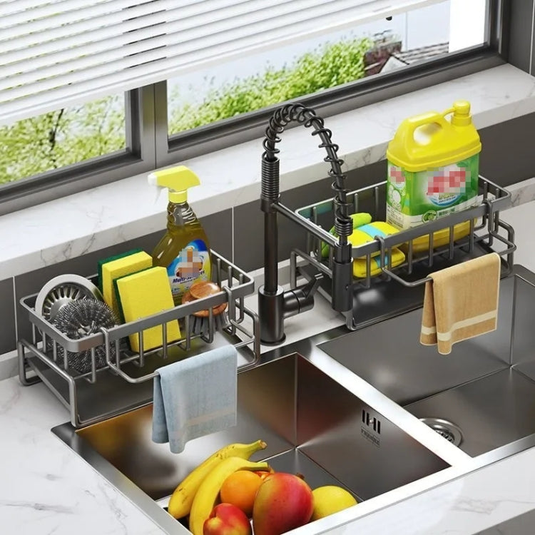 Kitchen Sink Multifunctional Drain Rack Sponge Rag Storage Shelf White