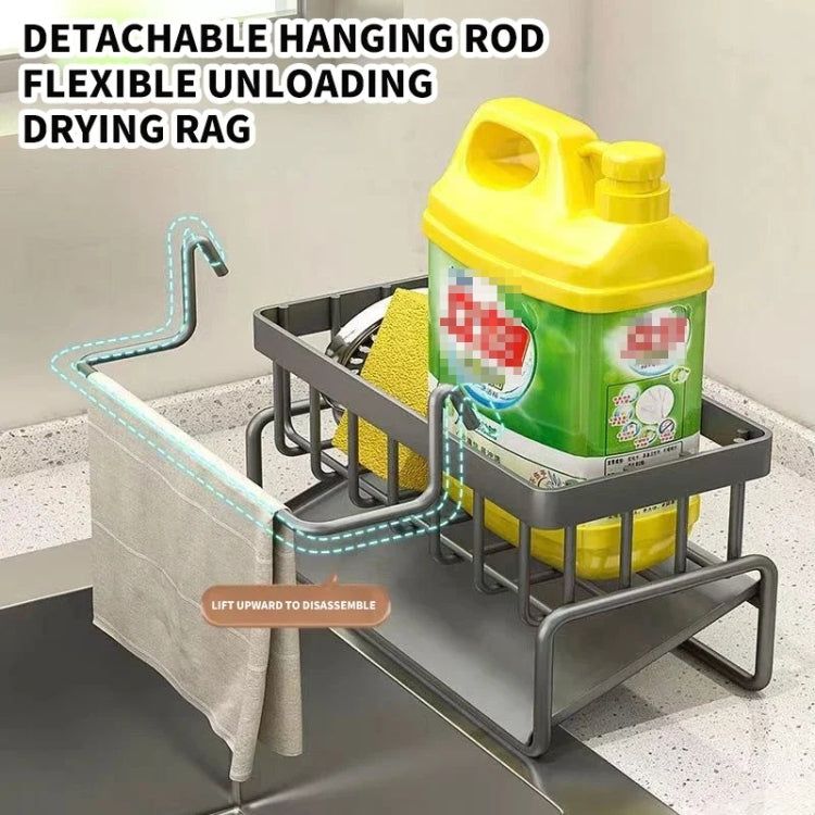 Kitchen Sink Multifunctional Drain Rack Sponge Rag Storage Shelf Black