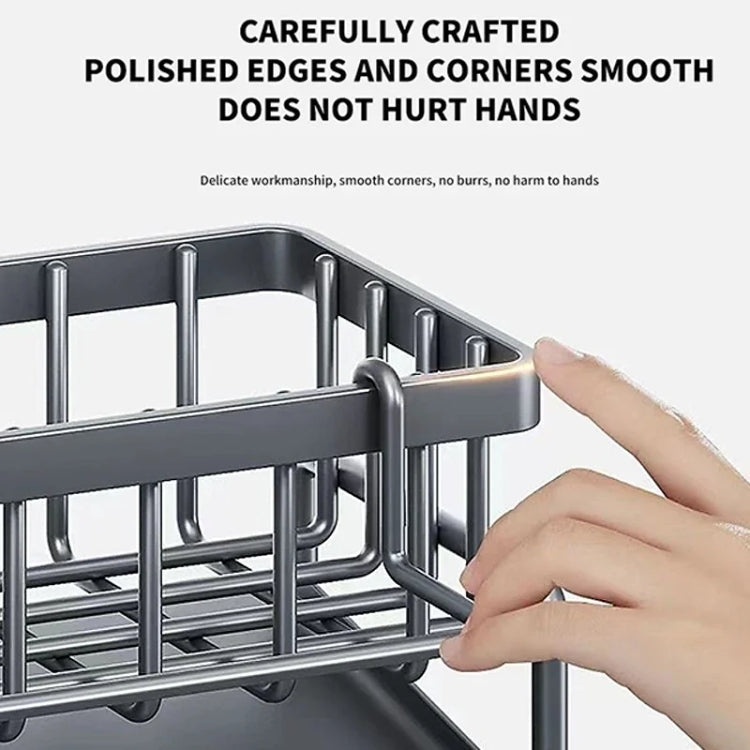 Kitchen Sink Multifunctional Drain Rack Sponge Rag Storage Shelf With Pole White