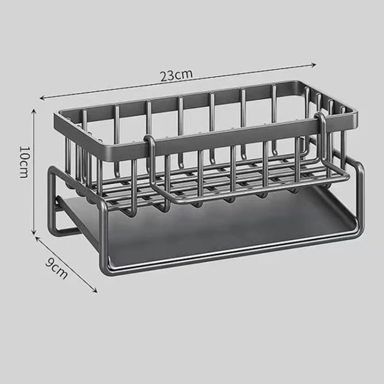 Kitchen Sink Multifunctional Drain Rack Sponge Rag Storage Shelf With Pole Black