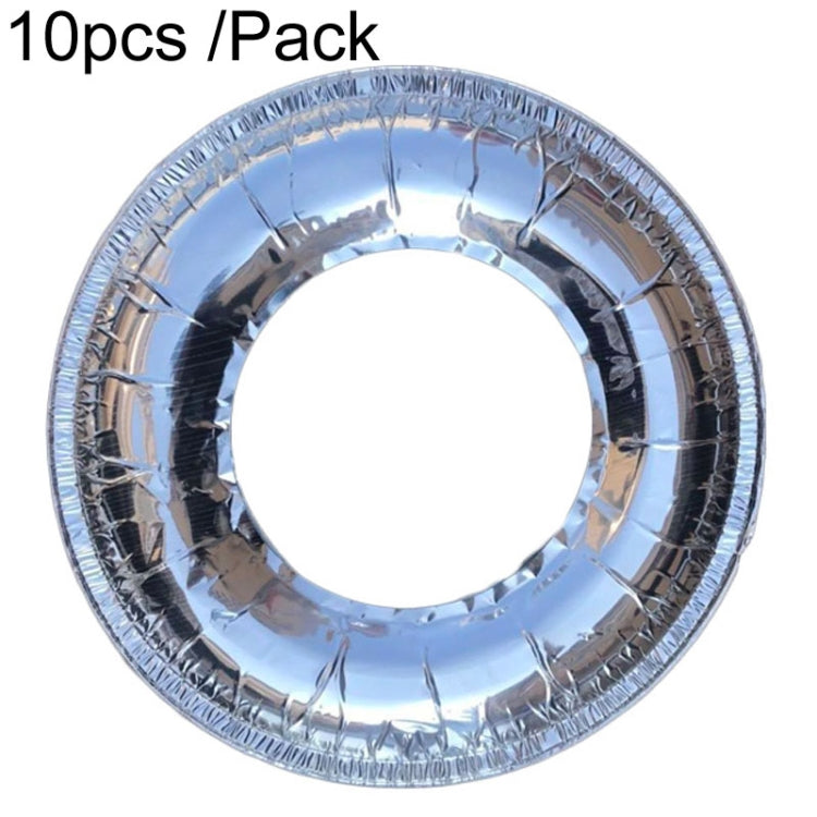 10pcs /Pack Gas Stove Oil-Proof Pad Cooktop Tinfoil Circle Kitchen Aluminum Foil Cleaning Mat, Model: Round